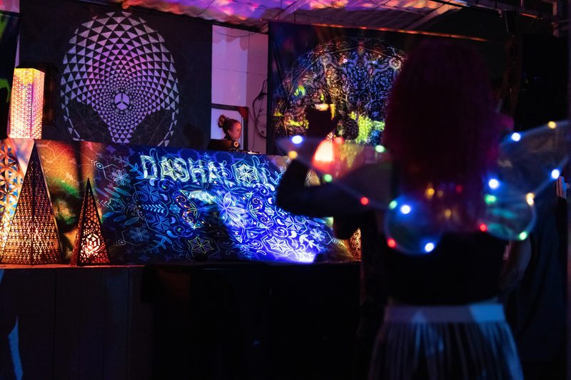 The crowd at a trance party in Ashwem, Goa
